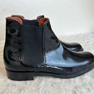 MICHEL VIVIEN Black Patent Leather Short Chelsea Boots Sz 41 New Made In Italy
